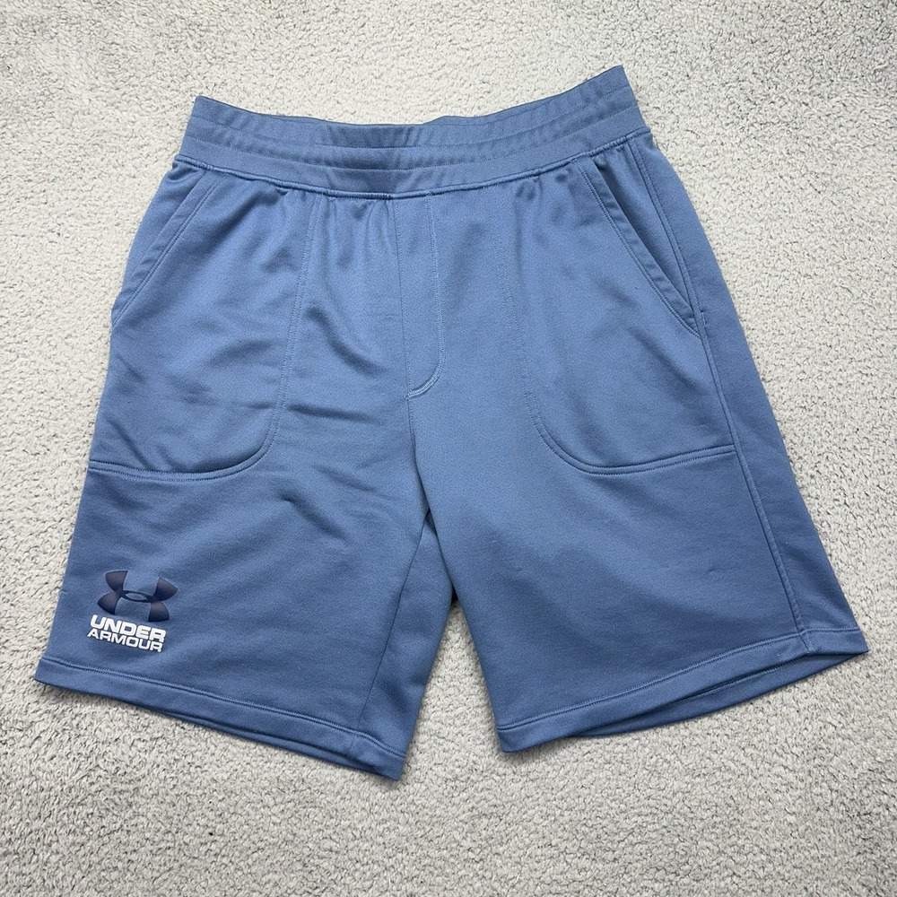 UNDER ARMOUR 1294134 983 UA FLEECE MEN'S XL 10" Blue Summer SHORTS Front Pockets